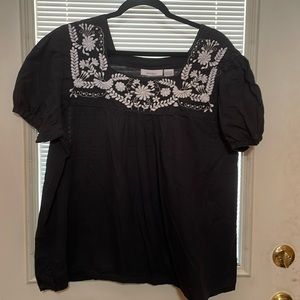 Embroidered black top